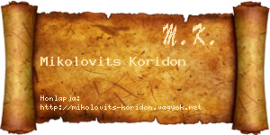 Mikolovits Koridon névjegykártya